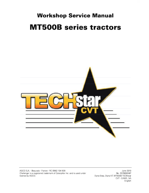 Challenger MT525B, MT535B, MT545B, MT555B Tractor Workshop Manual