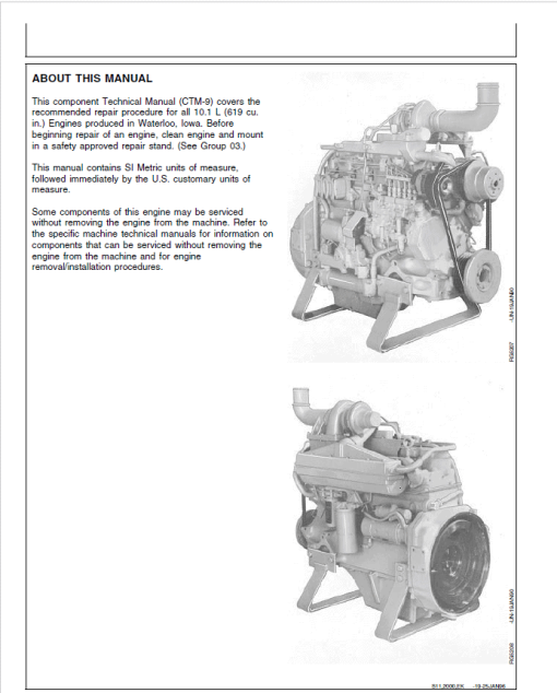 John Deere Series 500, 6619 Diesel Engines Service Repair Manual (CTM9) - Image 3