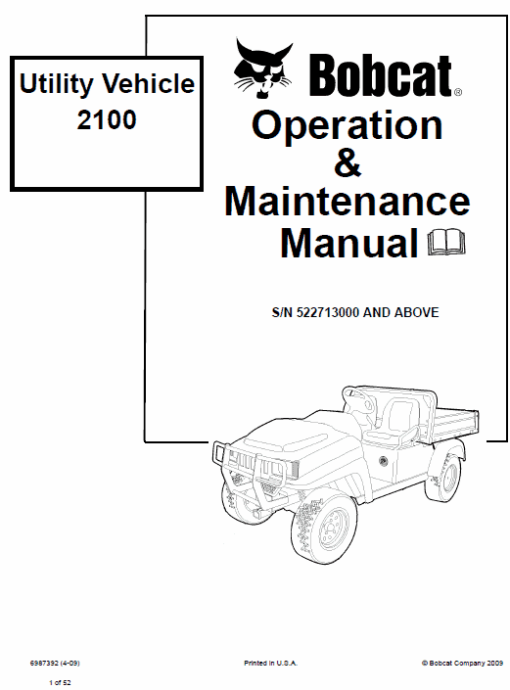 Bobcat 2100 and 2100s Utility Vehicle Service Manual - Image 4