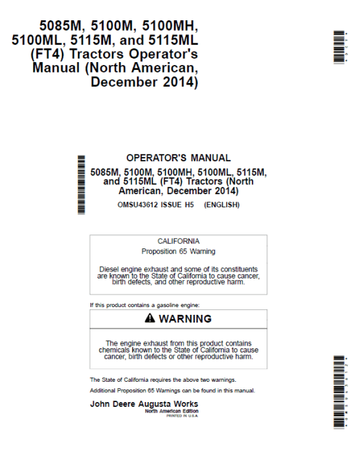 John Deere 5085M, 5100M, 5100MH, 5100ML, 5115M, 5115ML (FT4) Tractors Repair Manual - Image 3