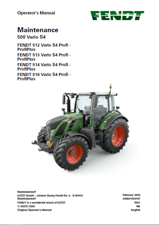 Fendt 512, 513, 514, 516 Vario S4 Tractors Workshop Repair Manual - Image 2