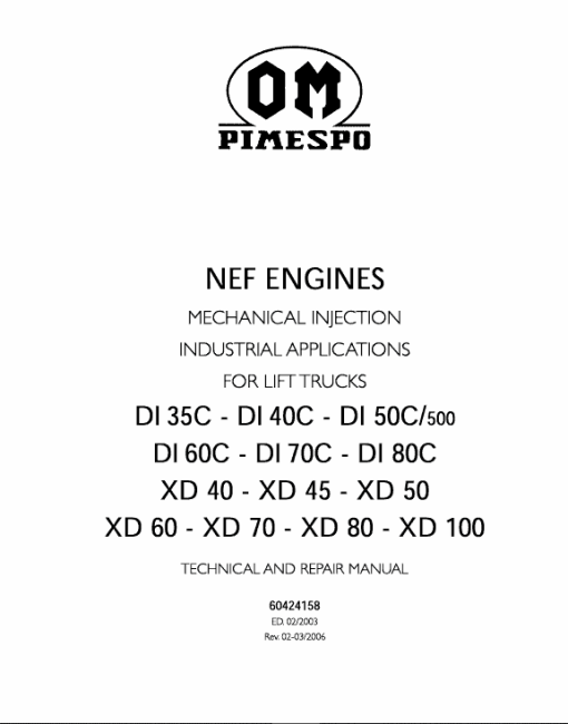 OM PIMESPO FIAT DI30CH, DI35CH, DI40C, DI50C Workshop Operating Repair Manual - Image 4