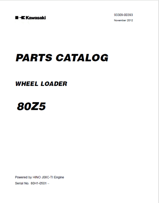 Kawasaki 80ZV Wheel Loader Repair Service Manual - Image 2