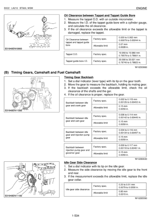 Kubota BX22, LA210, BT600 Tractor Loader Workshop Service Manual - Image 3