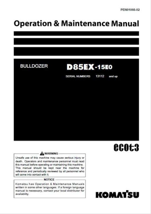 Komatsu D85EX-15E0, D85PX-15E0 Dozer Service Manual - Image 3