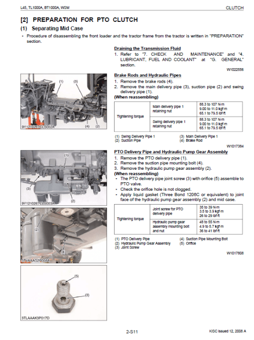 Kubota L45, TL1000A, BT1000A Tractor Front Loader Workshop Manual - Image 3