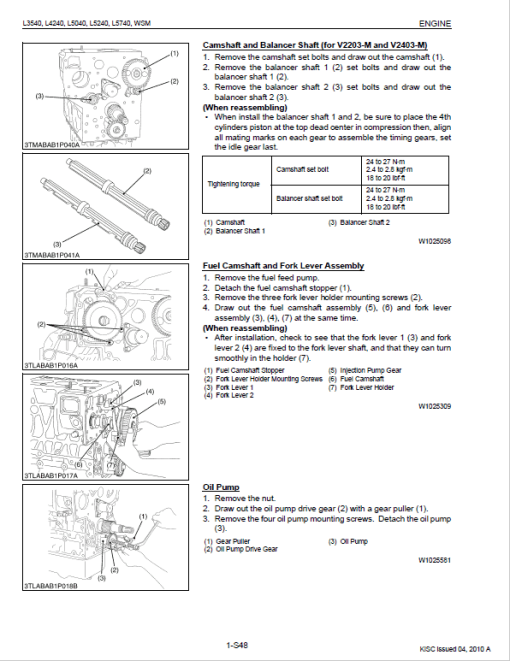 Kubota L3240, L3540, L4240, L5040, L5240, L5740 Tractors Service Manual - Image 3