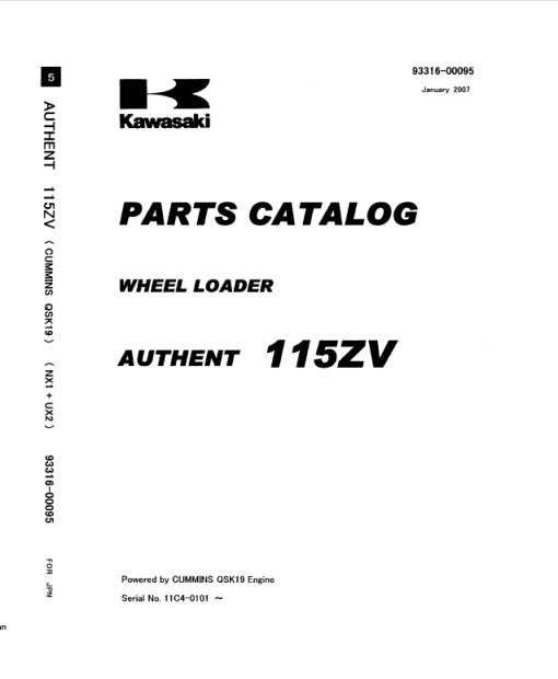 Kawasaki 115ZV Wheel Loader Repair Service Manual - Image 5