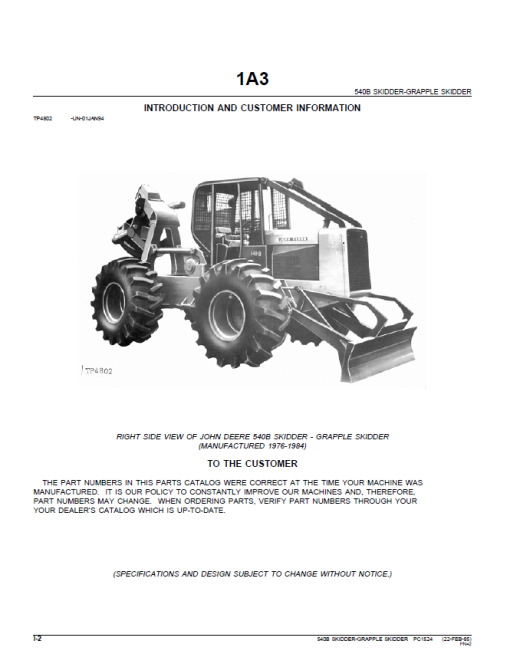 John Deere Skidder Parts Catalog Manual PC1524 - Image 3