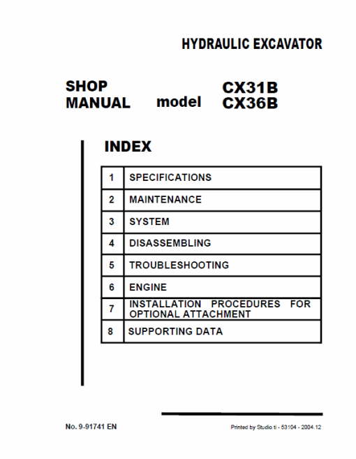 Case CX31B Mini Excavator Service Manual - Image 3