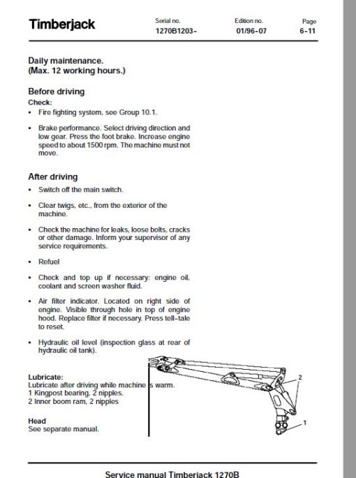 Timberjack 1270B Harvester Service Repair Manual (1270B1203 and Up) - Image 3