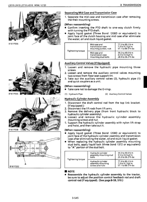 Kubota L3010, L3410, L3710, L4310, L4610 Tractor Workshop Manual - Image 3