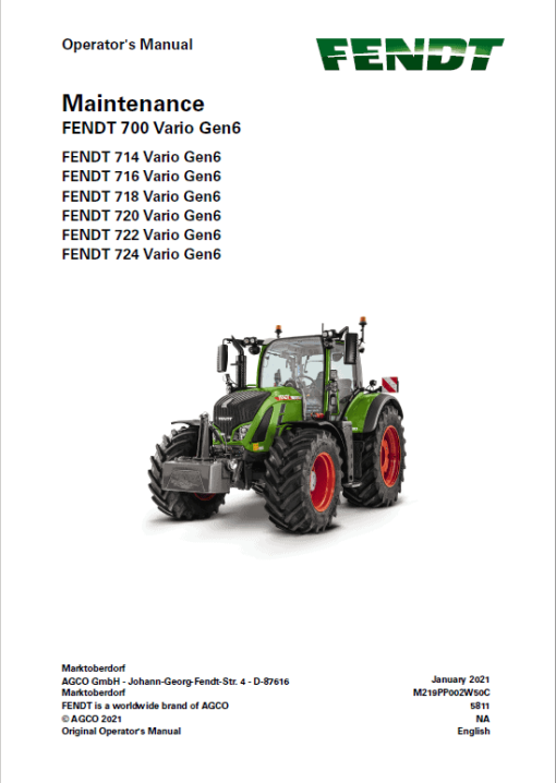 Fendt 714, 716, 718, 720, 722, 724 Vario Gen6 Tractors Workshop Repair Manual - Image 3