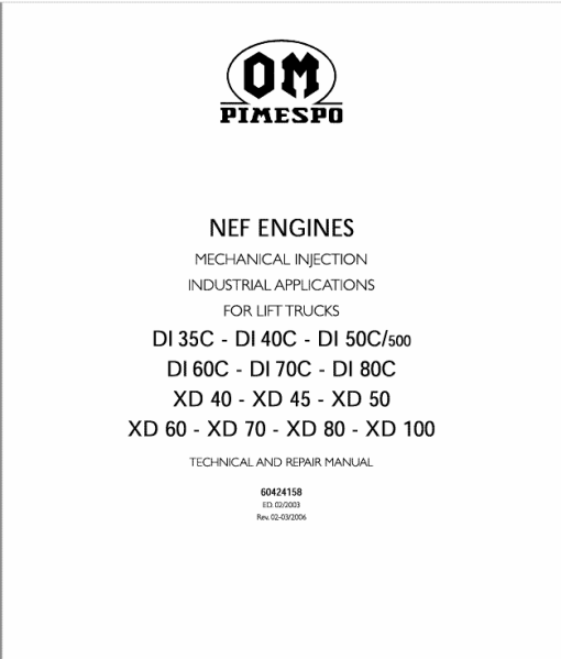 OM Pimespo DI50CH, DI60C, DI70C and DI80C Forklift Workshop Manual - Image 3