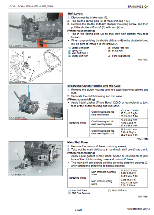 Kubota L3130, L3430, L3830, L4330, L4630, L5030 Tractor Workshop Manual - Image 3