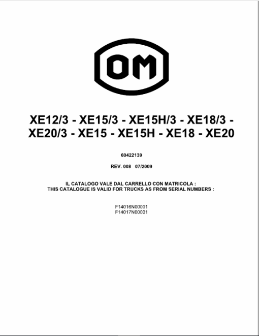 OM Pimespo XE12, XE15 and XE18 Series 4016 , 4017 Forklift Workshop Repair Manual - Image 3