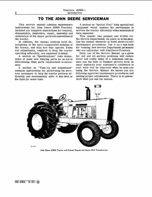 John Deere JD600 Tractor Repair Technical Manual (SM2058) - Image 3