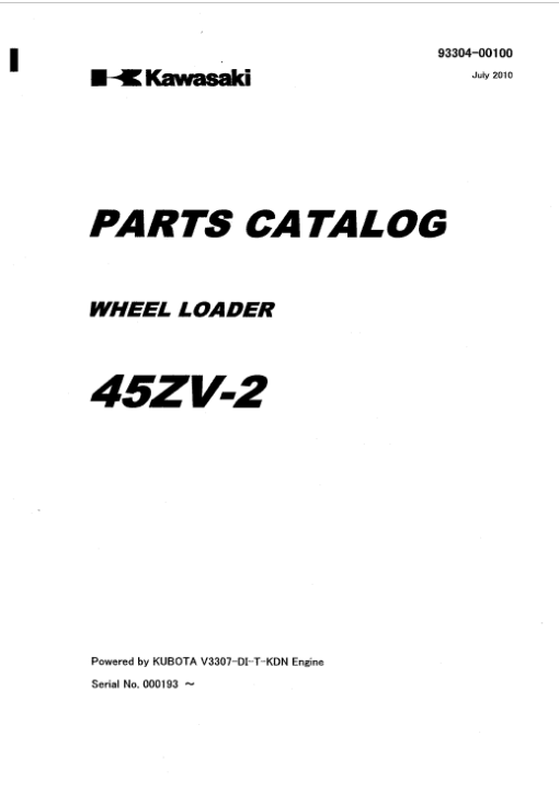 Kawasaki 45ZV-2 Wheel Loader Service Manual - Image 5