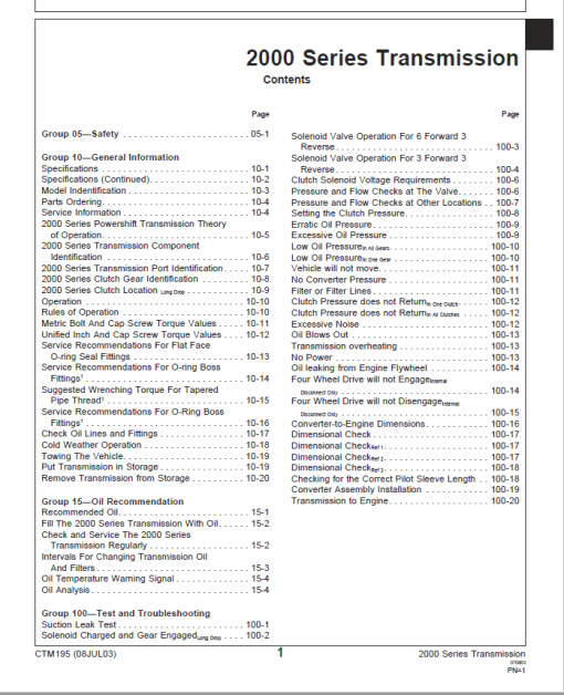 John Deere 2000 Series Transmission Repair Manual (CTM195) - Image 3