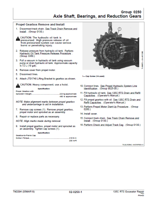 John Deere 135C RTS Excavator Repair Technical Manual - Image 3