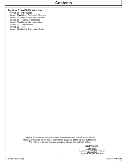 John Deere 4000S Winches Service Repair Manual (CTM166) - Image 3