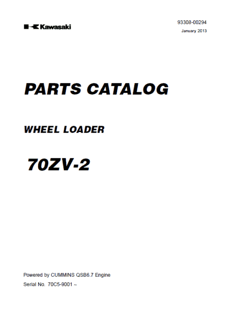 Kawasaki 70ZV-2, 70TMV-2 Wheel Loader Service Manual - Image 5