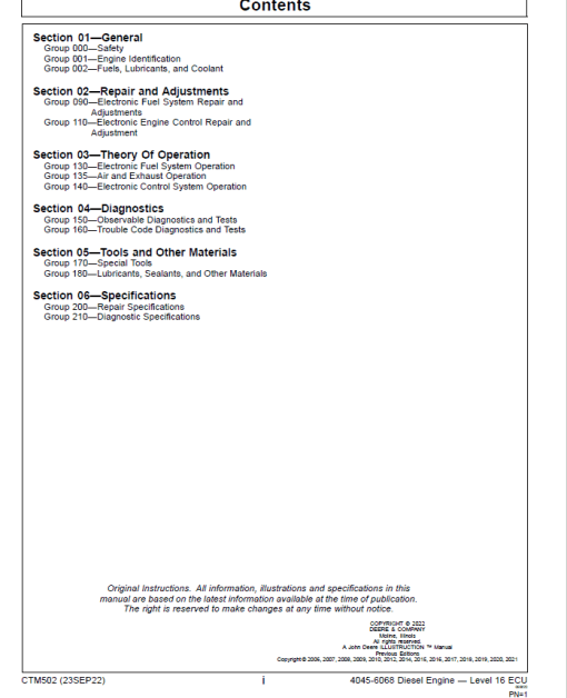 John Deere 4045, 6068 - Level 16 ECU Diesel Engine Repair Technical Manual (CTM502) - Image 3