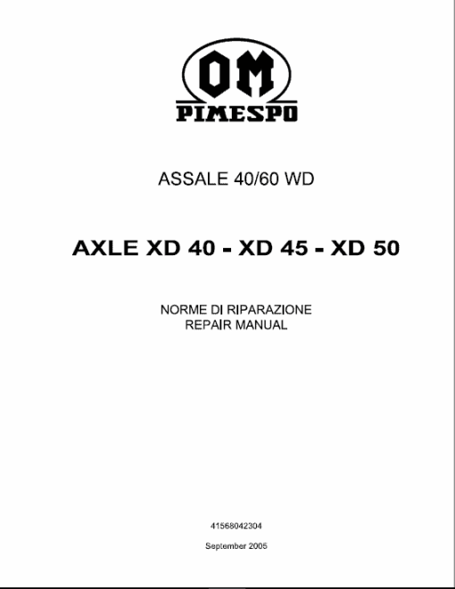 OM Pimespo XD40, XD45 and XD50 Forklift Workshop Manual - Image 3