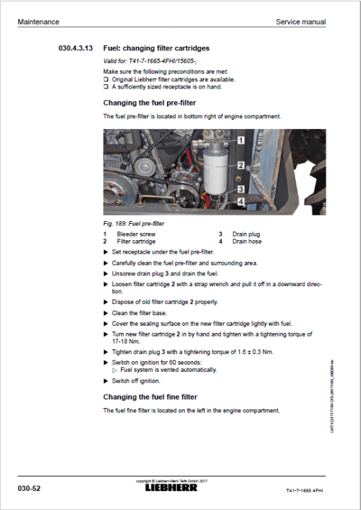 Liebherr T41-7 Telescopic Handler Service Manual - Image 3