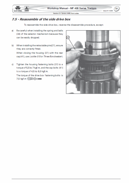 Massey Ferguson 451, 471, 481, 491, 492 Tractor Service Manual - Image 3