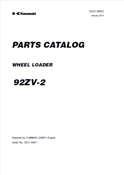 Kawasaki 92ZV-2 Wheel Loader Service Manual - Image 5