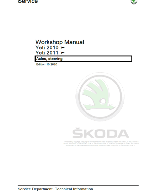 SKODA YETI (5L, 67) Repair Service Manual - Image 3