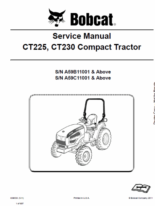 Bobcat CT225, CT230 and CT235 Compact Tractor Service Manual - Image 7