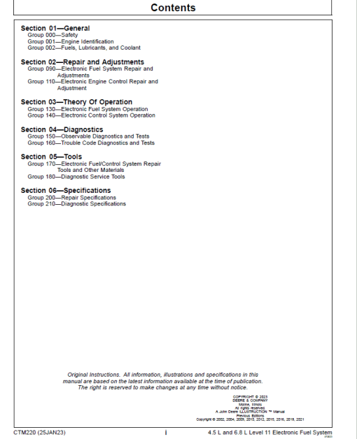 John Deere PowerTech 4.5L, 6.8L Diesel Engines Level 11 Electronic Fuel System - Denso HPCR Repair Manual - Image 3