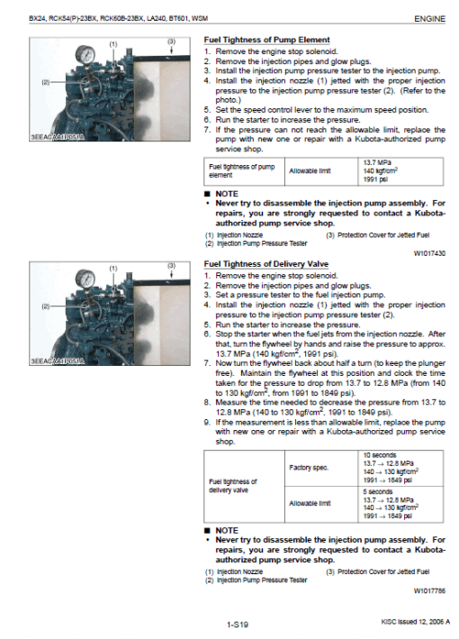 Kubota BX24, LA240, BT601 Tractor Loader Workshop Manual - Image 3