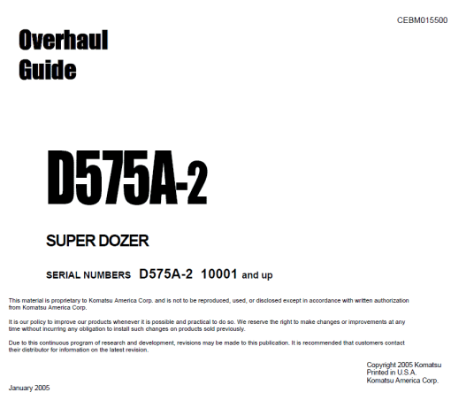 Komatsu D575A-2 Dozer Service Manual - Image 6