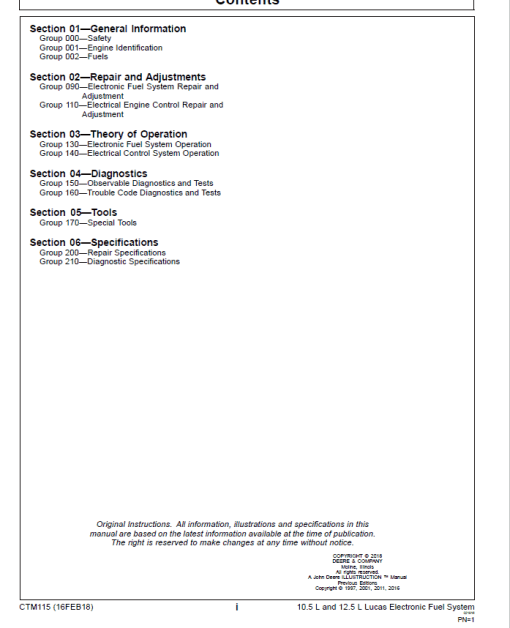 John Deere PowerTech 10.5L, 12.5L Diesel Engines Lucas Electronic Fuel Systems Repair Manual (CTM115) - Image 3