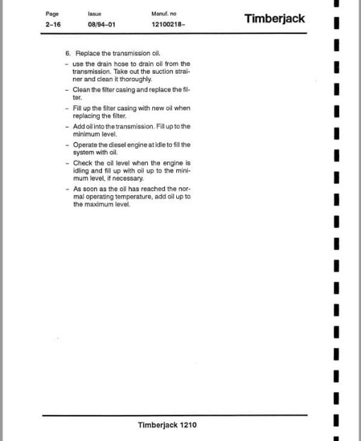 Timberjack 1210 Forwarder Service Repair Manual (12100218 and Up) - Image 3