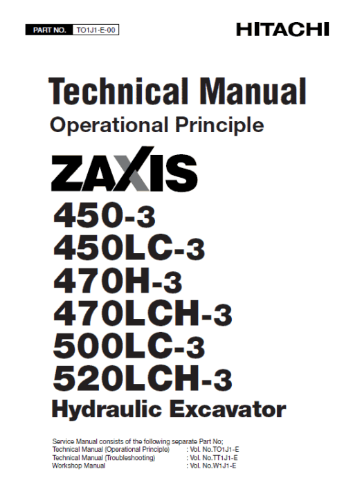 Hitachi ZX450-3, ZX470LCH-3 and ZX520LCH-3 Excavator Service Repair Manual - Image 2