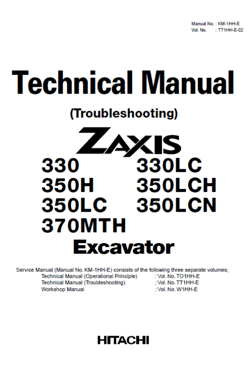 Hitachi ZX330, ZX330LC, ZX350LCH, ZX370MTH ZAXIS Excavator Repair Manual - Image 4