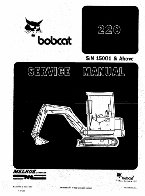 Bobcat X220 Excavator Service Manual - Image 4