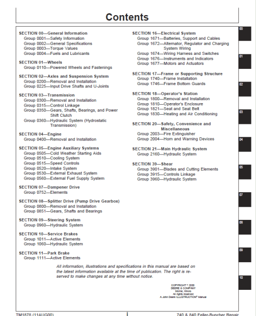 John Deere 740, 840 Feller Buncher Service Repair Manual (TM1877 and TM1878) - Image 3