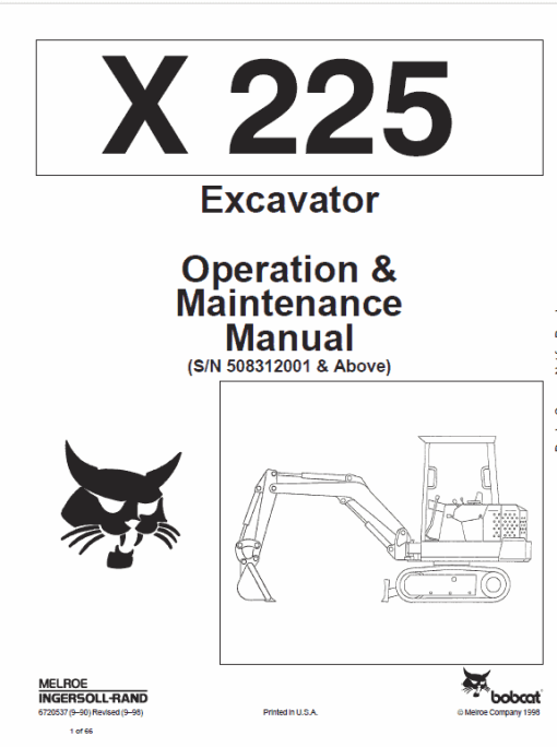 Bobcat X225 Excavator Service Manual - Image 6