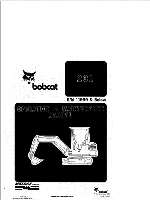 Bobcat X231 Excavator Service Manual - Image 6