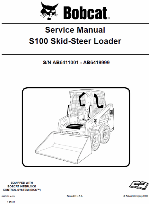 Bobcat S100 Skid-Steer Loader Service Manual - Image 3