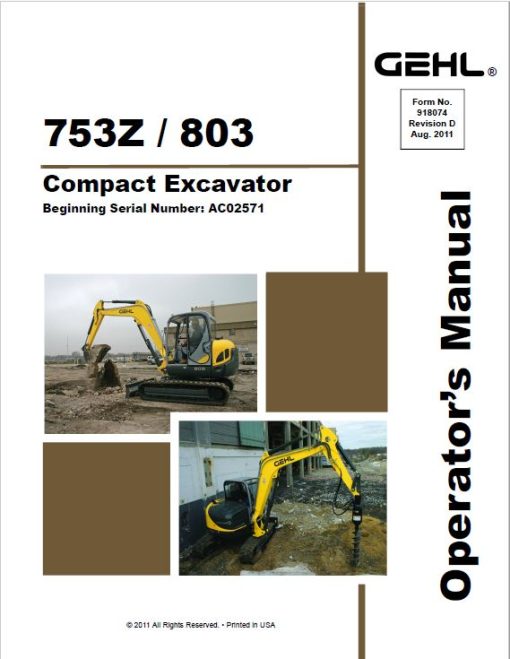 Gehl GE 753Z Excavator Repair Service Manual - Image 3