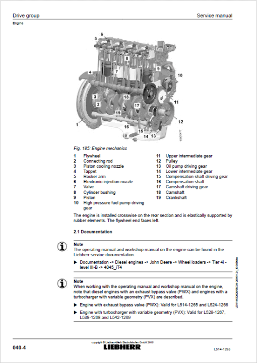 Liebherr L514 Type 1265 Wheel Loader Service Manual - Image 3