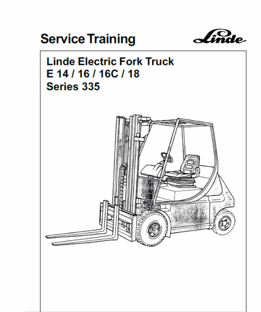 Linde Type 335-02 E-Series Electric Forklift Truck: E14, E16C, E18P, E20P Workshop Service Manual - Image 4