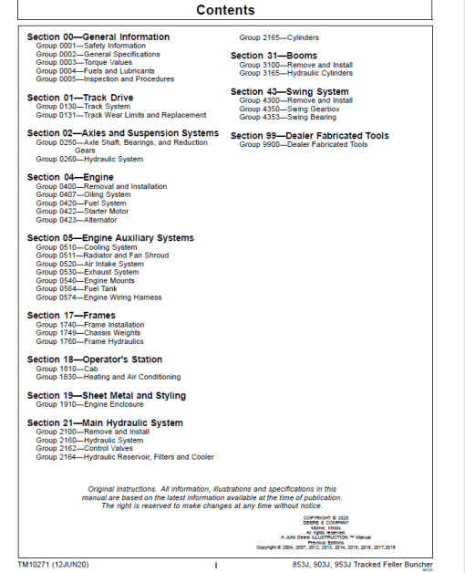 John Deere 853J, 903J, 953J Feller Buncher Service Repair Manual (TM10271 and TM10270) - Image 3