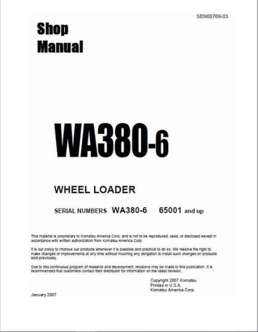 Komatsu WA380-6 Wheel Loader Service Manual